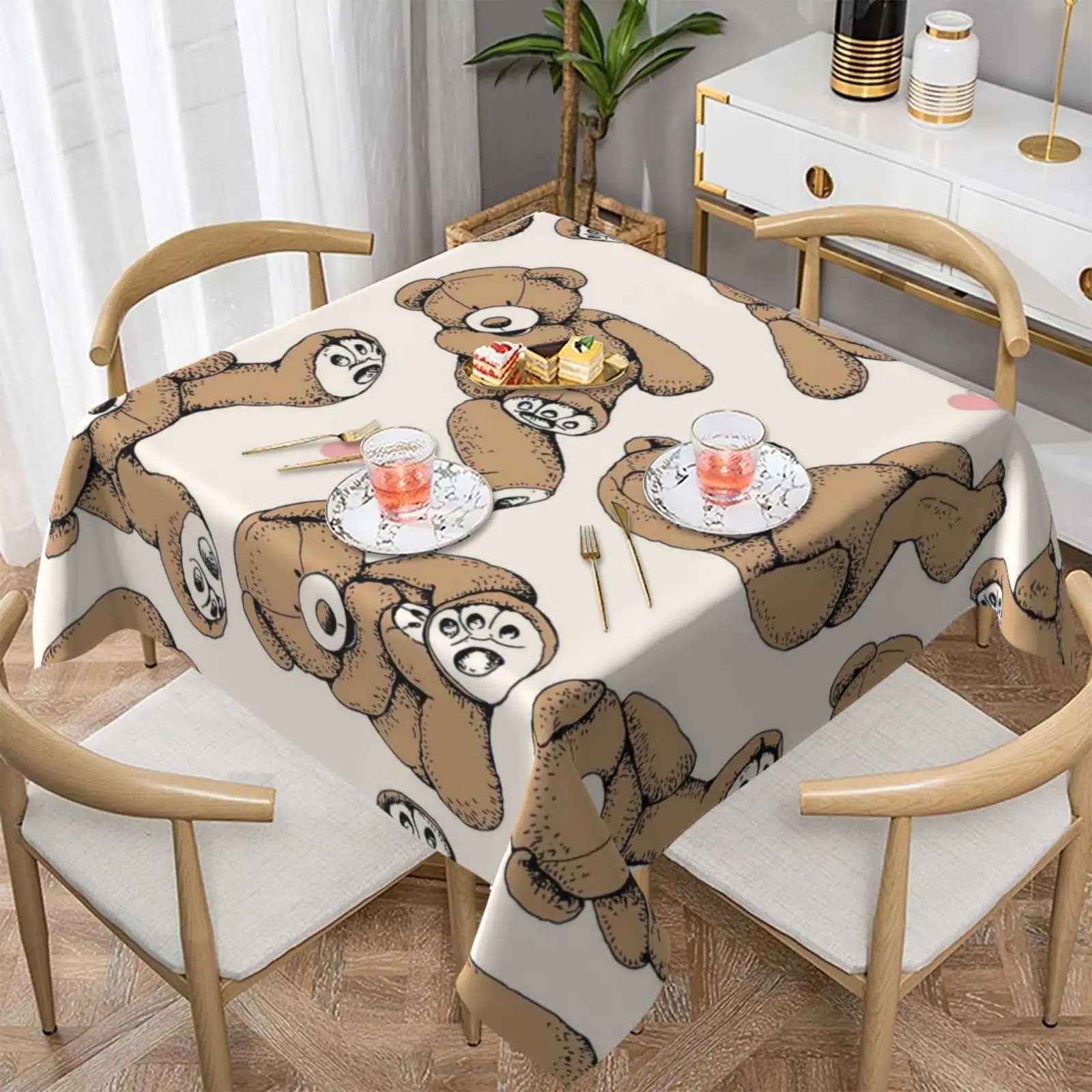 

Bear Tablecloth Cute Toy Bears Cheap Washable Table Cover Buffet Printed Decoration Polyester Table Cloth