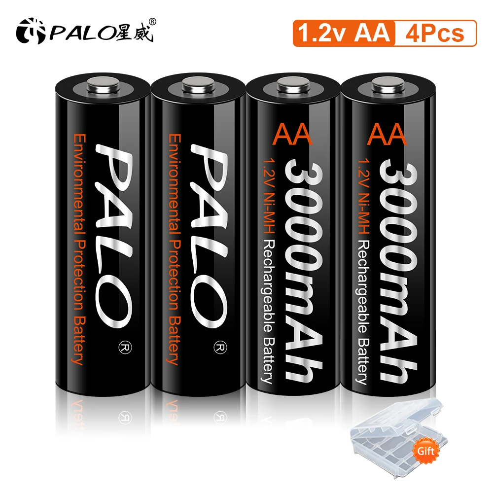 palo 100 original battery aa 1 2v nimh aa rechargeable battery 3000mah low self discharge aa batteries for camera toy car free global shipping