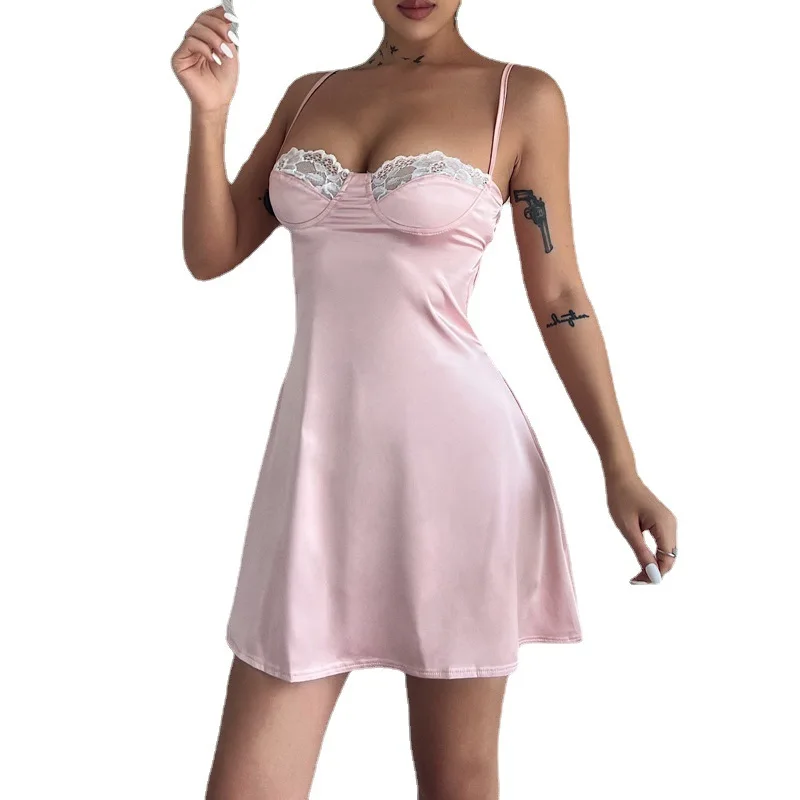 

2022 Summer Sexy Low Cut Solid Color Women'S Suspender Strapless Dress V-Neck Fashion Off Shoulder Split Slim Dress Party Dress