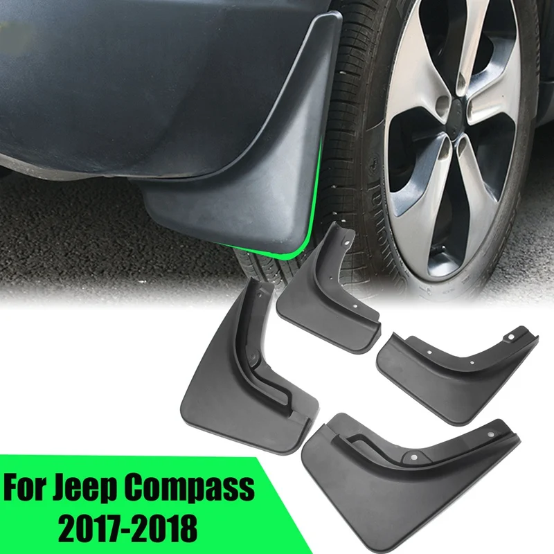 

4PCS Black Plastic Auto Mudflaps Car Front&Rear Molded Mud Flaps Fenders Splash Guards Mudguards for Jeep for Compass 17-18