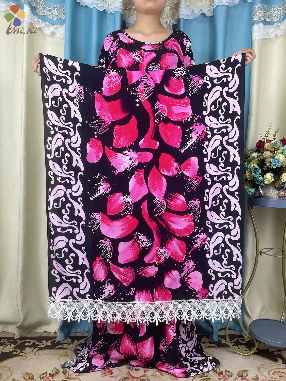 Новинка 2024 африканская абайя женское платье с принтом хлопковое свободное