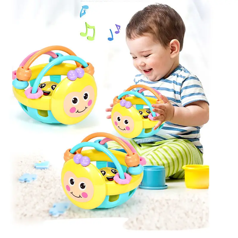 

Baby Hand Catch Ball Rubber Rattle Toy Bee Soft Tooth Glue Hand Rattle Toy Children Early Education Puzzle Biting Bell Toy New