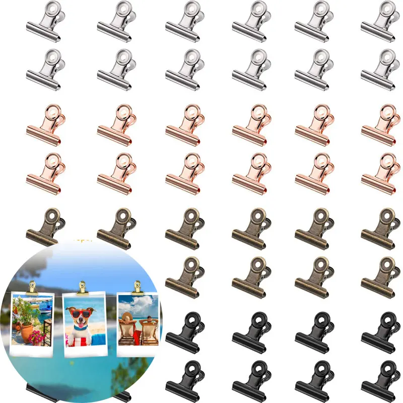 

10Pcs Bulldog Clips Mini Metal Hinge Clips Tiny Binder Paper Clamps Fabric Sewing Clip for Paper DIY Art Crafts Photo Wall Decor