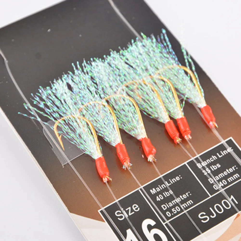 

Fishing Lure Rigs Rainbow Hook High-carbon Steel Rigs Soft Fishing Lure Herring Bait 10/12/14/16# 5pcs/Pack 60mm