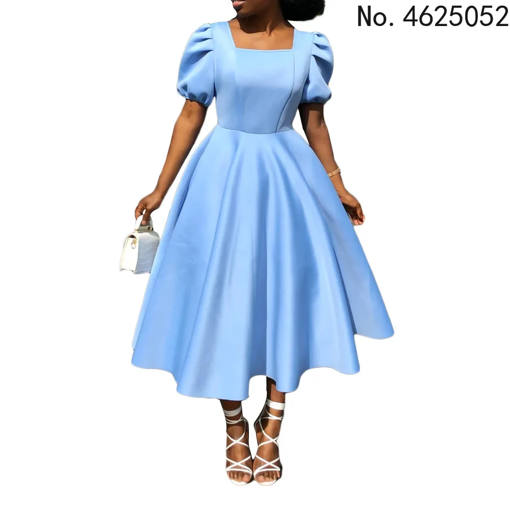 

Шикарное элегантное Африканское женское платье с квадратным вырезом и пышными рукавами, платья-пачки, вечерний наряд, африканская Женская ...