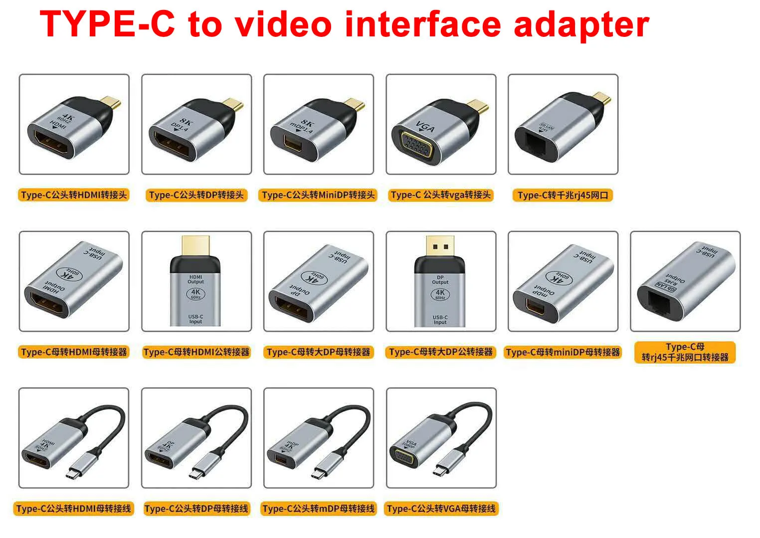 Переходник с USB на Hdmi Vga/DP/Gb/mDP 1 шт.