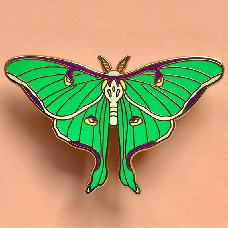 

Cartoons Luna Moth Butterfly Brooch Metal Badge Lapel Pin Jacket Jeans Fashion Jewelry Accessories Gift