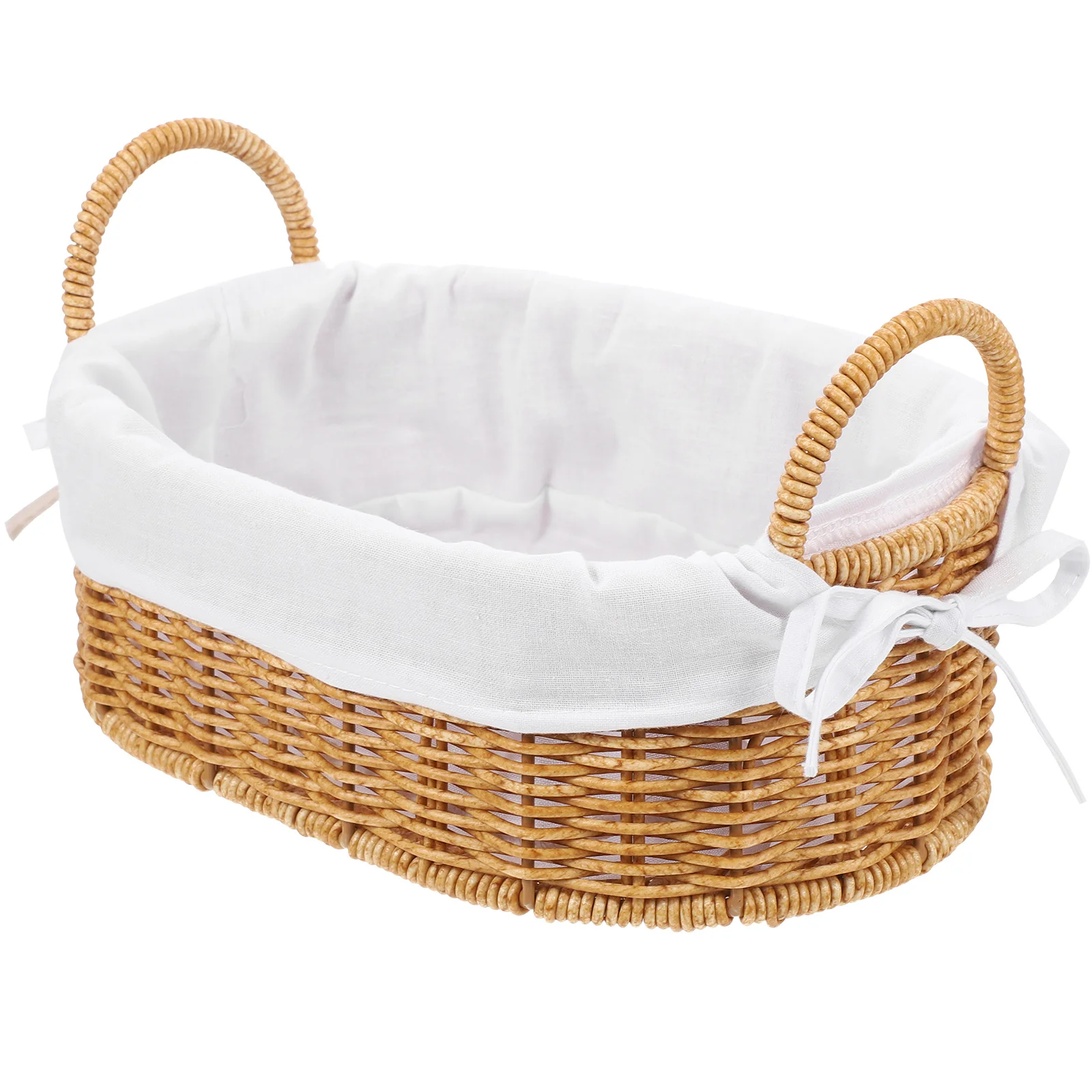 

Basket Woven Storage Baskets Organizer Bins Wicker Desktop Fruit Sundries Shelf Container Sundry Bread Serving Seagrass Willow