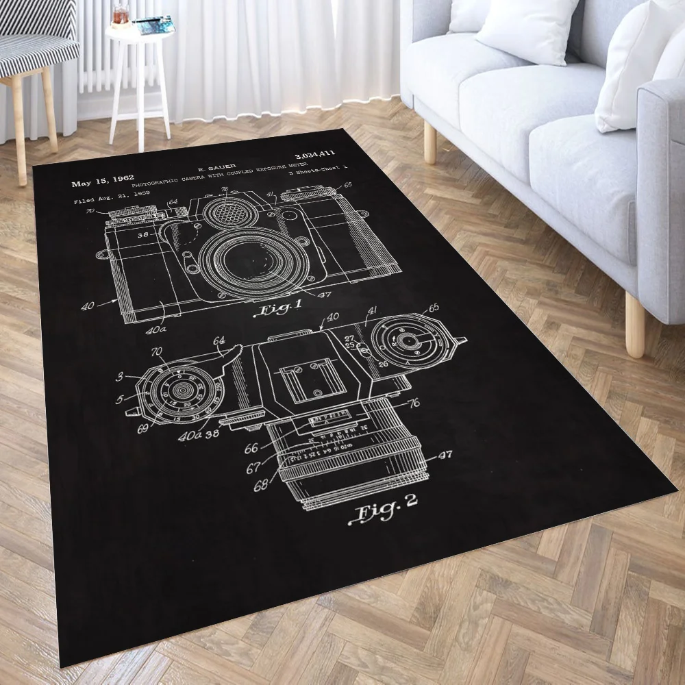 

1962 Camera Patent Art 3D Carpet Living Room Kitchen Entrance Door Mat Anti-slip Floor Rug Bathroom Area Hallway Mats