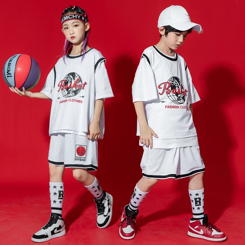 

Teen Boy Summer Hip Hop Clothing Basketball Sport Tank Top Shorts Set Kid Girl Streetwear Child Jazz Dance Costume 6 8 10 12 14Y