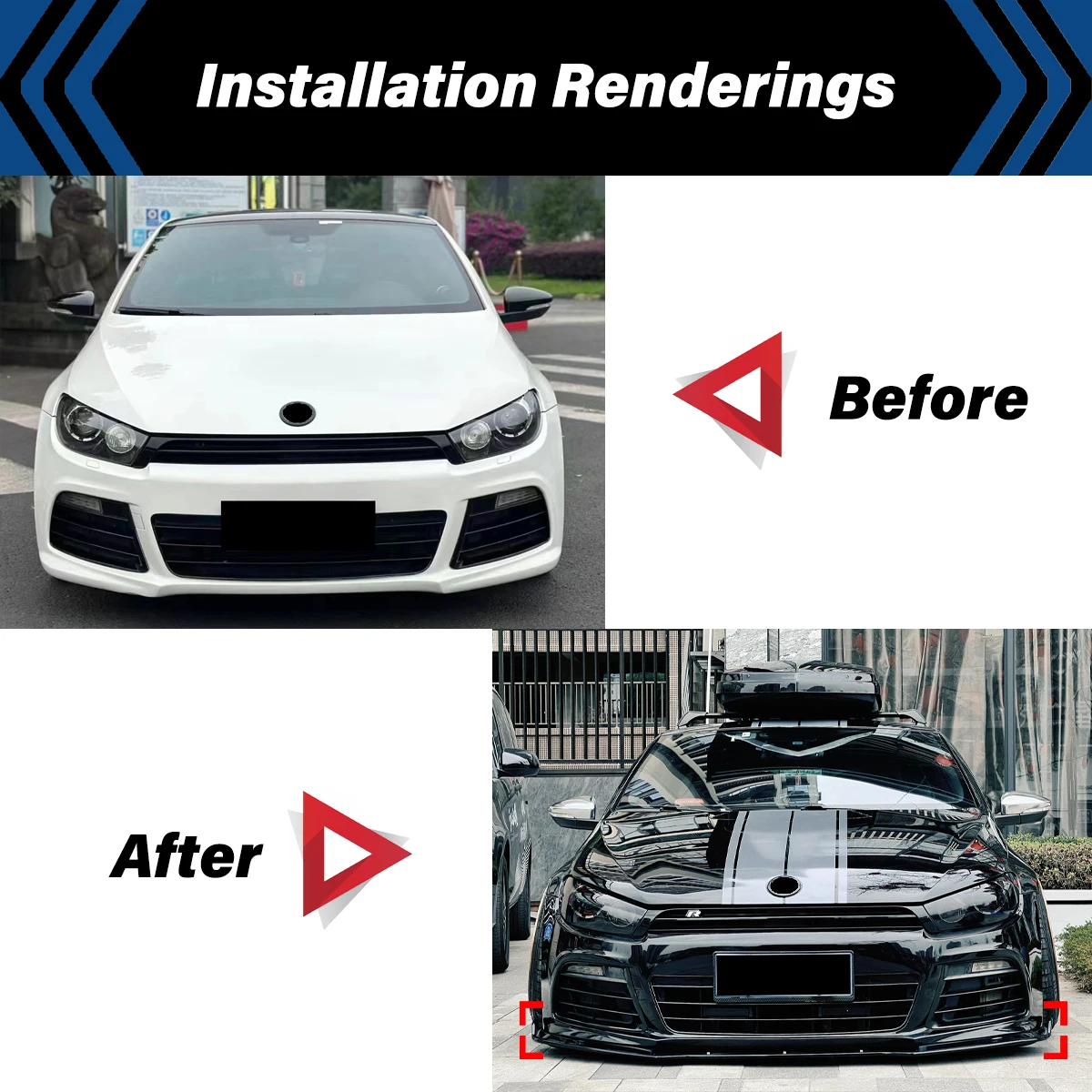 Фото Для Volkswagen VW Scirocco R 2009 2010 2011 2012 2013 2014 2015 передний бампер сплиттер губная защита спойлер комплект кузова №2
