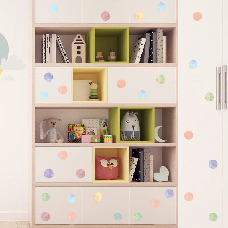 

Gradiented Color Watercolor Dot Bedroom Wardrobe Home Decoration Refrigerator Porch DIY Decorative Wall Stickers Self-paste