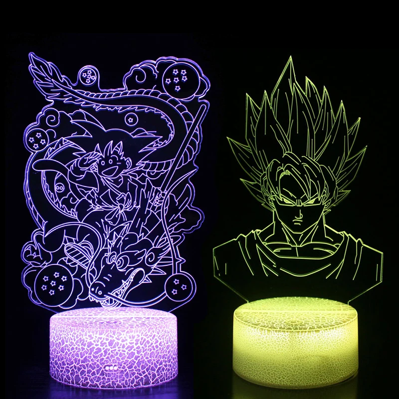 Dragon Ball 7 Colors LED Night Light Anime Super Saiyan Son Goku Vegeta 3d Mini Touch Night Table Lamp Toys for Kids Xmas Gift