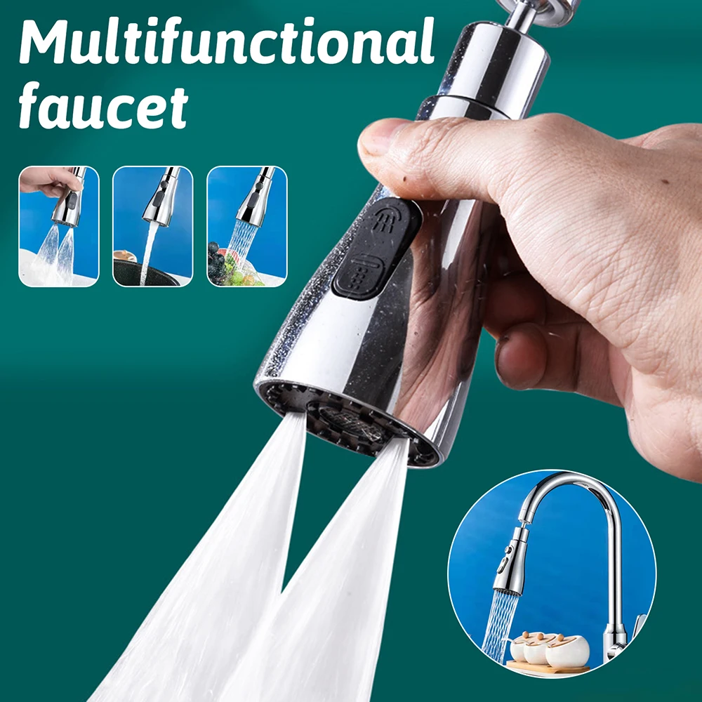 

360 Degree Swivel Sink Faucet Aerator 3 Modes Water Saving Faucet Nozzle Adapter KitchenPortable Lightweight Design Spray Head
