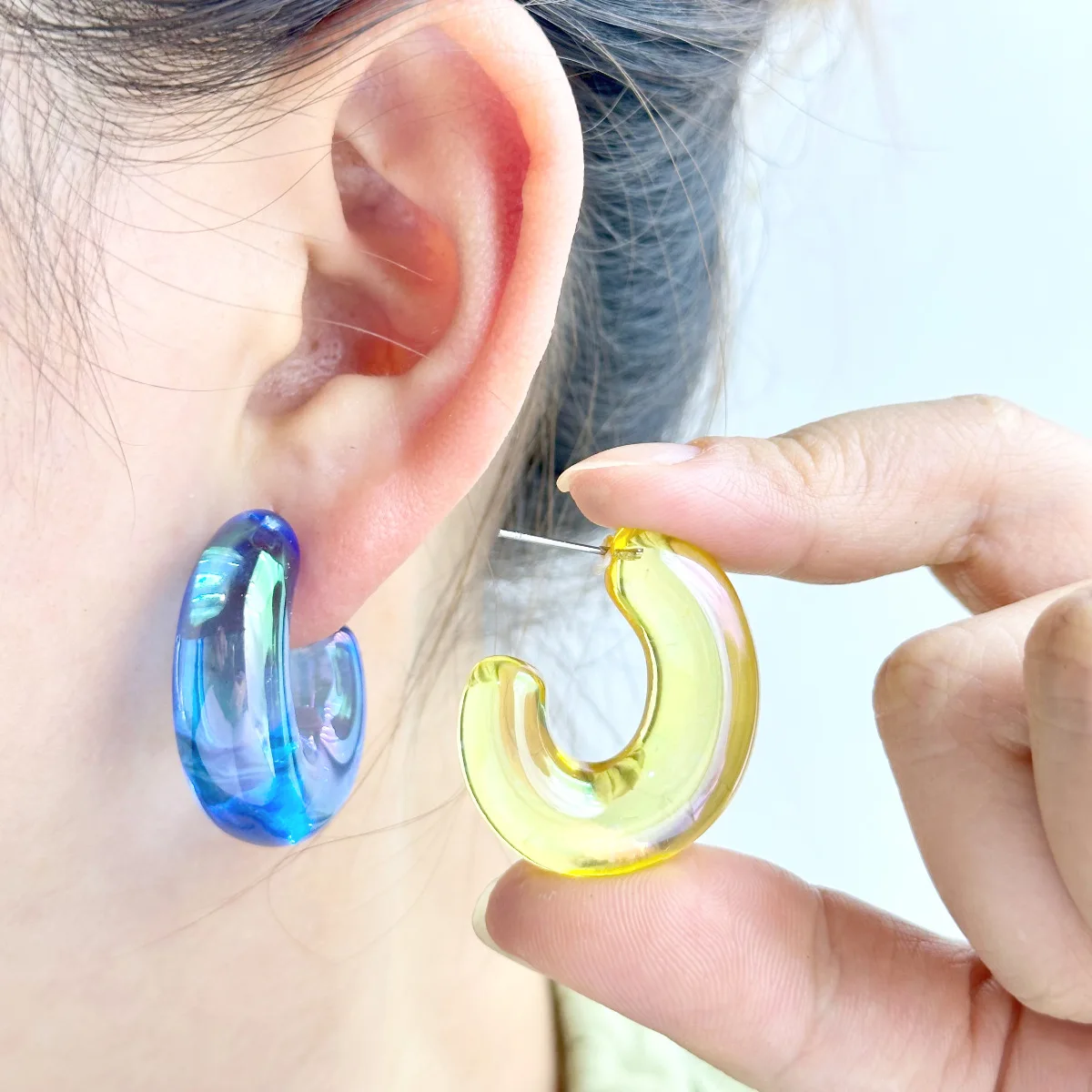 Модные прозрачные акриловые серьги желе конфетных цветов полные и ослепительные