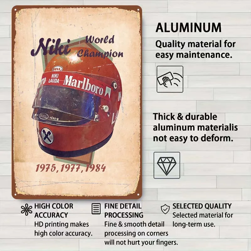 Плакаты Niki Lauda Racer F1 гоночные металлические знаки украшение для спальни жестяные