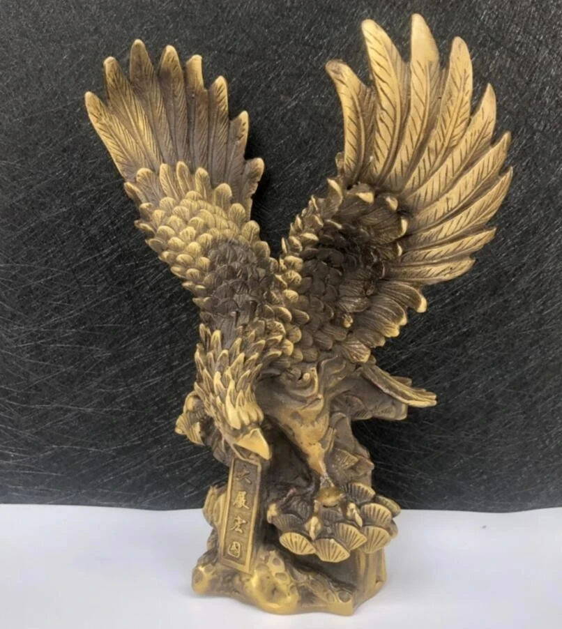 Китайская латунная коллекция Мужская статуя с крыльями орла Декор для дома и