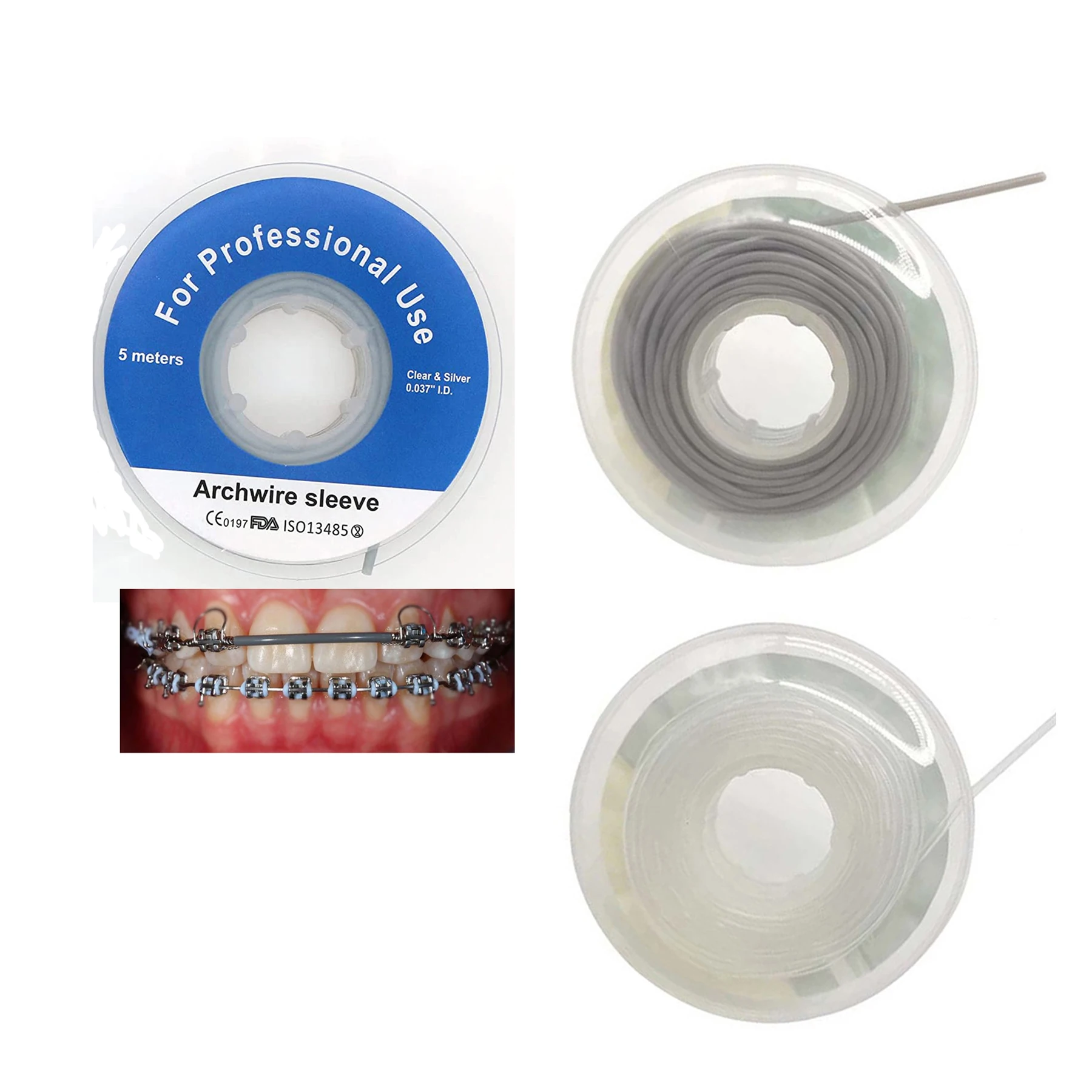 SEUJJRO Dental Orthodontic Elastic Archwire Sleeve Tubing Plastic Protection Wire Tube Rotary Torsion Pad for Brace Brackets