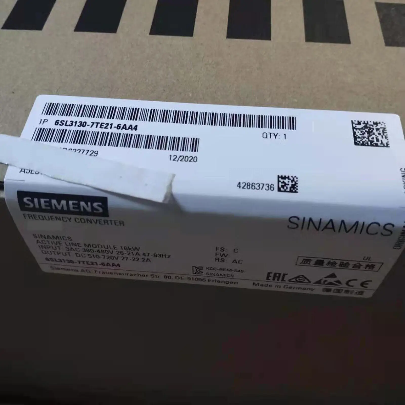 

Brand New Siemens 6SL3130-7TE21-6AA4 6SL3130 7TE21 6AA4