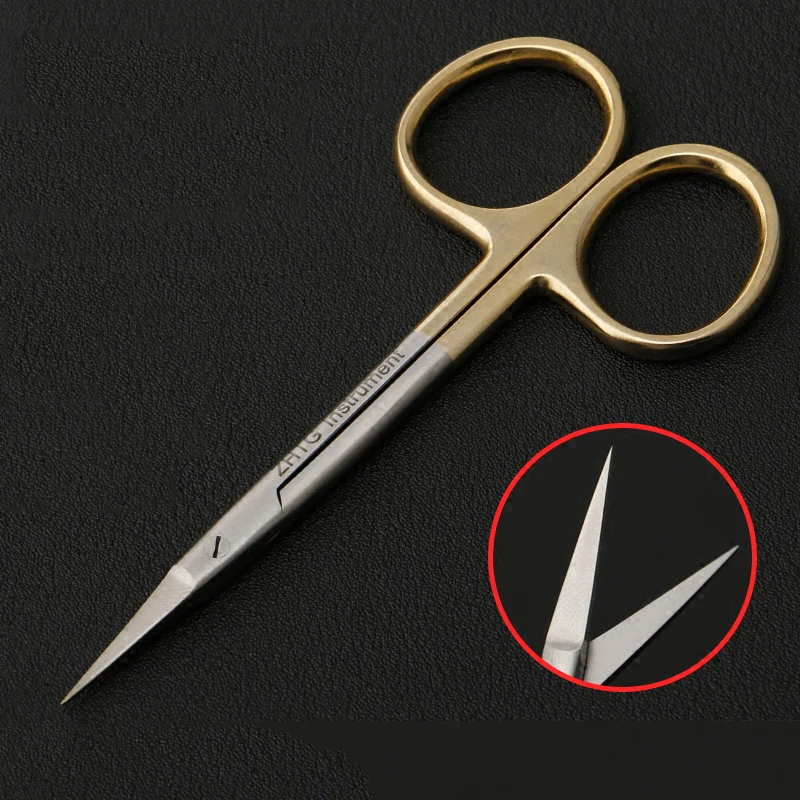 Double Eyelid Scissors With Gold Handle, Curved Point, Cosmetic Surgery, Ophthalmology, Eye Opening, Surgical Tools, Express Sci