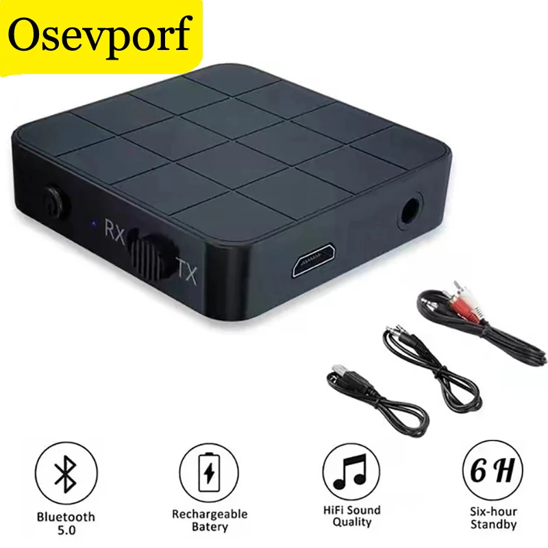 

Transmitter Receiver 2 In 1 Bluetooth 5.0 Audio Music Stereo Wireless Adapter With RCA 3.5MM AUX Jack Cable For TV Car Speakers