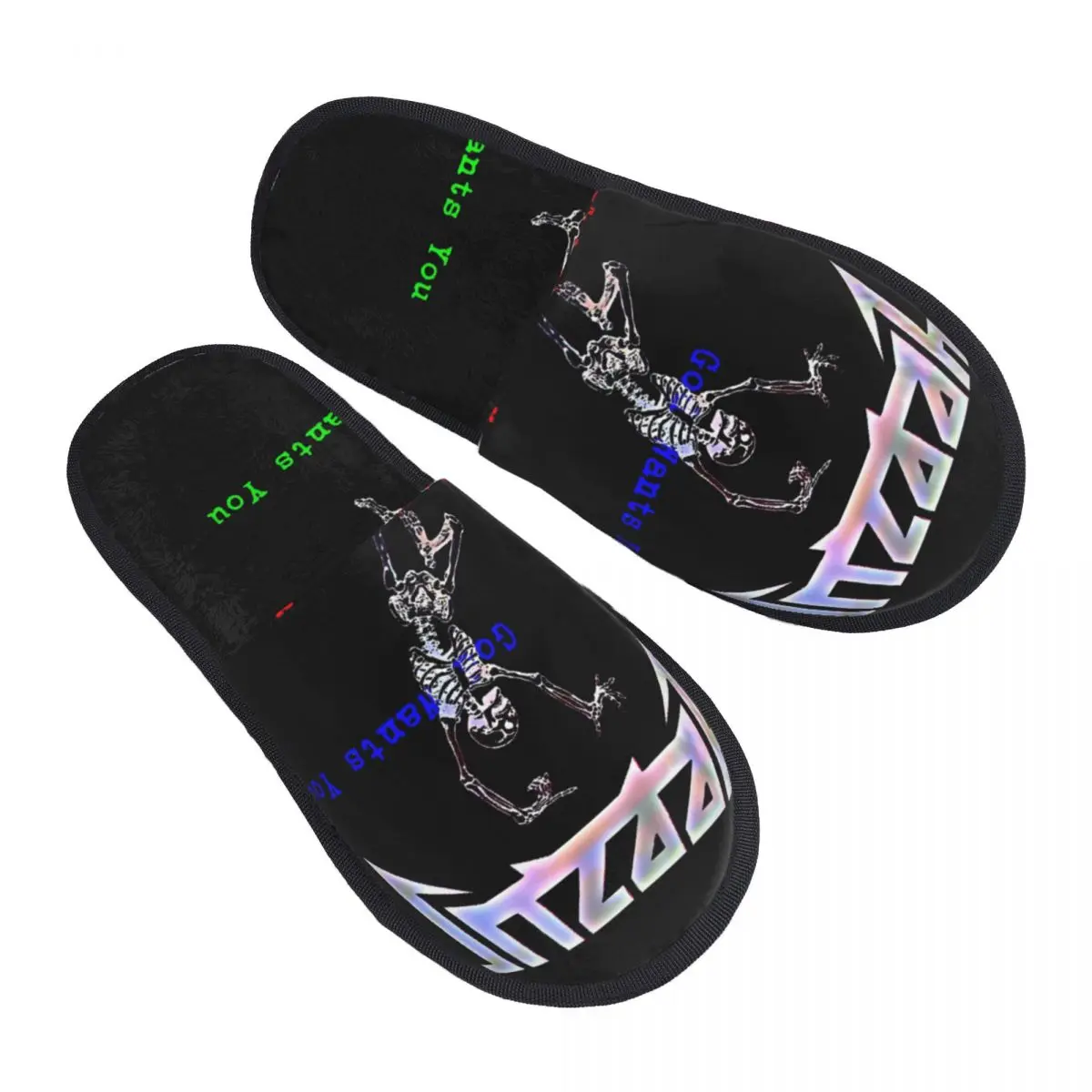 Пушистые тапочки God Want You Kanye West для мужчин и женщин модные с принтом домашние