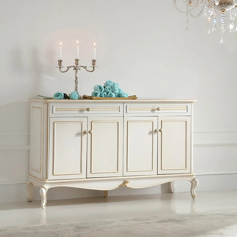

French-style living room simple small-sized solid wood sideboard 1.4M wall-side cabinet porch cabinet