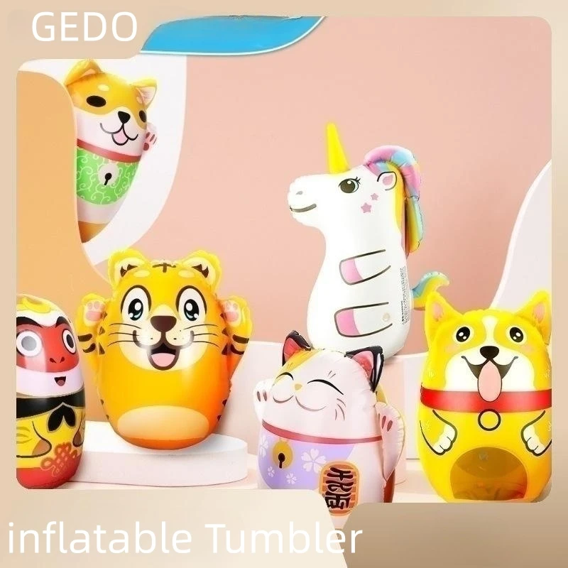

15 Inch Inflatable Toy Tumbler Children'S Puzzle Toy Baby Hitting Column Exercise Puzzle Game Halloween Decoration With Gifts