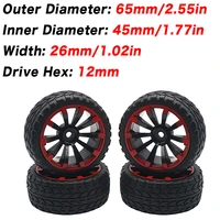4pcs 6526mm rc car tires on road tires and wheel hex 12mm for hsp hpi rc car tyres traxxas trx4 trx 4 tamiya accessories