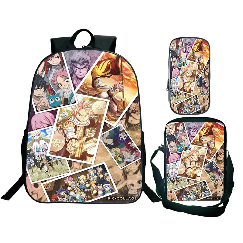 

Fairy Tail School Bag Fashion Backpacks 3pcs/set Students Gift Boys Girls Book Bag Men Women Travel Bag Teens Laptop Mochila