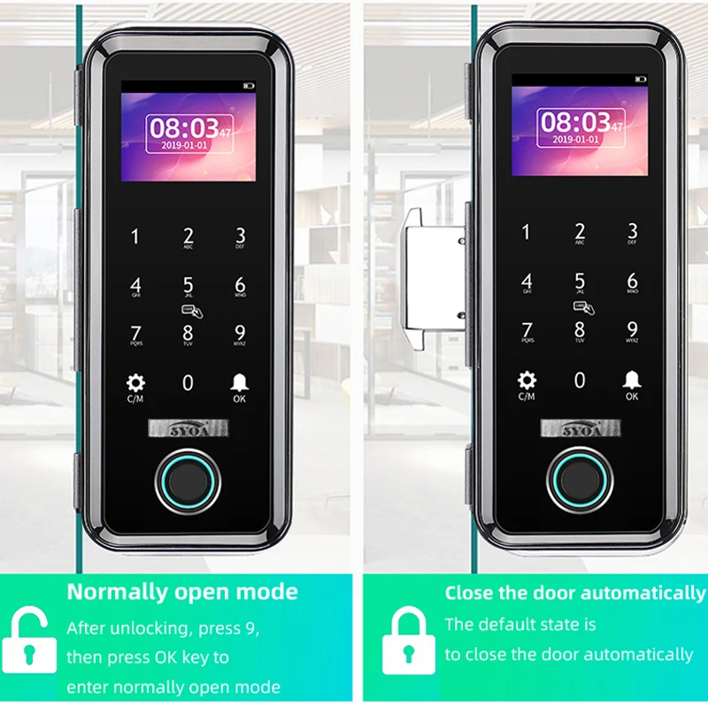 Fingerprint Door Lock For Glass Wooden Metal No Limited Smart Home WeChat APP Control Sliding Keypad Gate Opener |