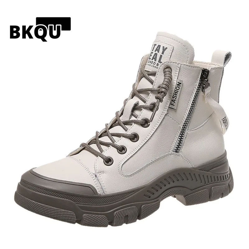 

2022 Autumn Early Winter Shoes Genuine Leather Fashion Boots for Women Thick Sole Women Ankle Boots Brand Ladies Botas