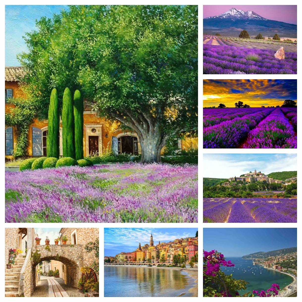 

Provence Lavender Fields Landscape Diamond Painting French Cityscapes Cross Stitch Embroidery Picture Mosaic Living Room Decor