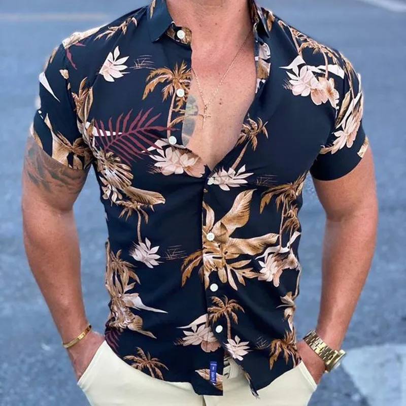 Summer New Men's Vintage Striped Harajuku Shirt Fashion Casual Luxury Cardigan Short Sleeve Hawaiian Top Blusas Camisa Masculina