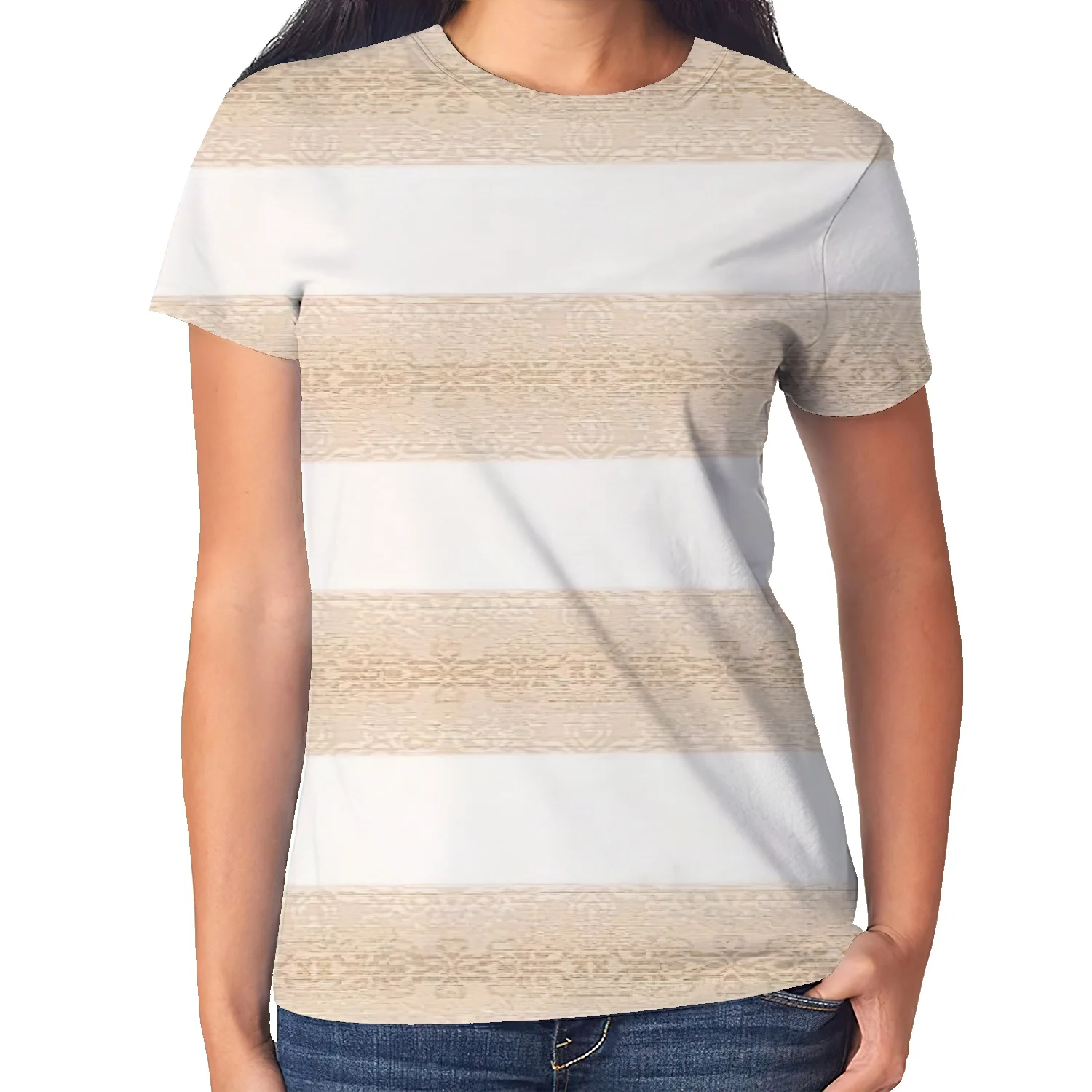 

Европейская и американская внешняя торговля, женская летняя футболка с перекрестными краями, новый женский топ с 3D креативным рисунком и ко...