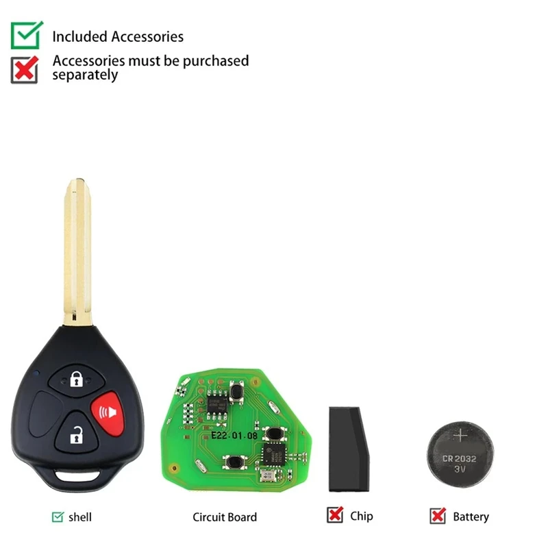 

For Xhorse XKTO04EN Universal Wire Remote Key Fob 3 Button For Toyota Style For VVDI Key Tool