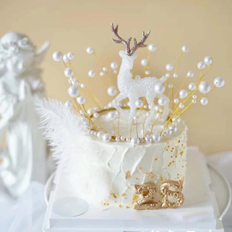 

Crystal Elk Deer Cake Decoration Wedding Valentine's Day Birthday Party Cake Topper Lady Favors Picks Baking Supplies Decor
