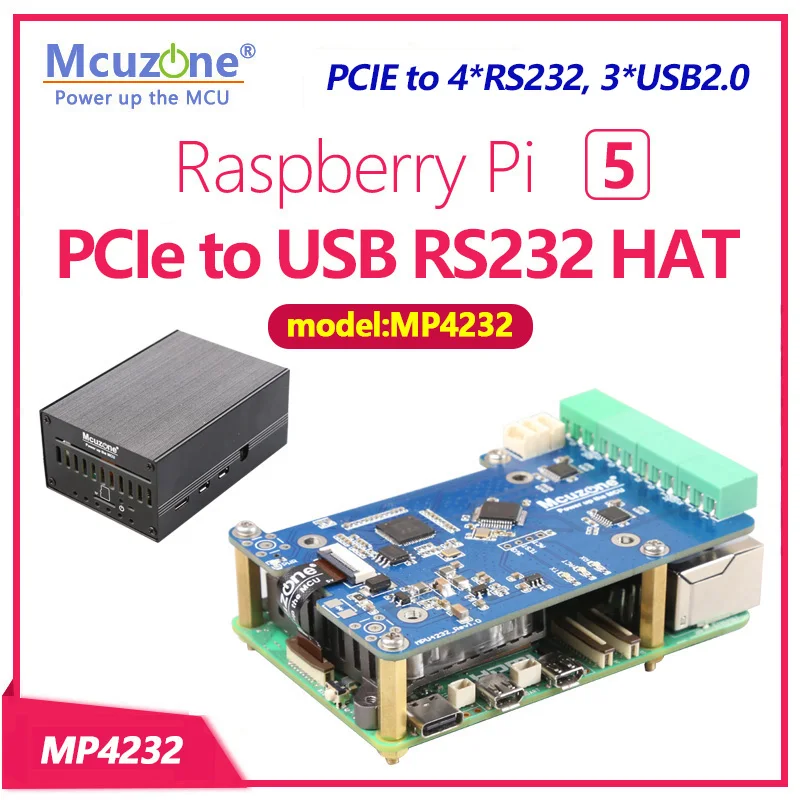 MP4232 Raspberry Pi 5 PCIE к USB RS232 HAT 3 * USB2.0 без драйвера телефон
