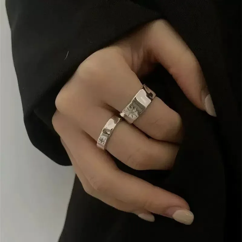 Фото Регулируемые кольца на палец из стерлингового серебра 925 пробы для женщин и мужчин, нерегулярное кольцо для пары с цирконием Astar Anillos Mujer, ювелирные изделия, подарок №3