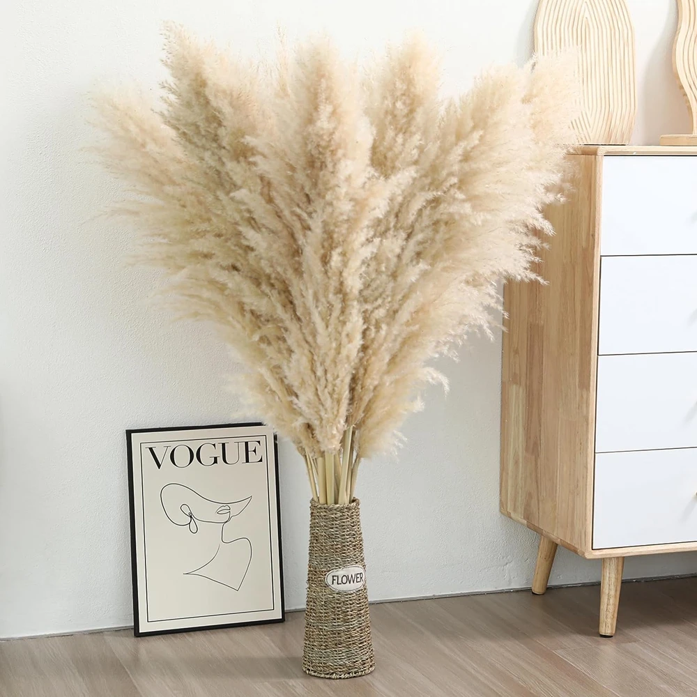 

80cm Pampas Grass Large Tall Fluffy Pampas Dried Flowers Boho Decor Plant for Vase Flower Arrangement Home Wedding Decor