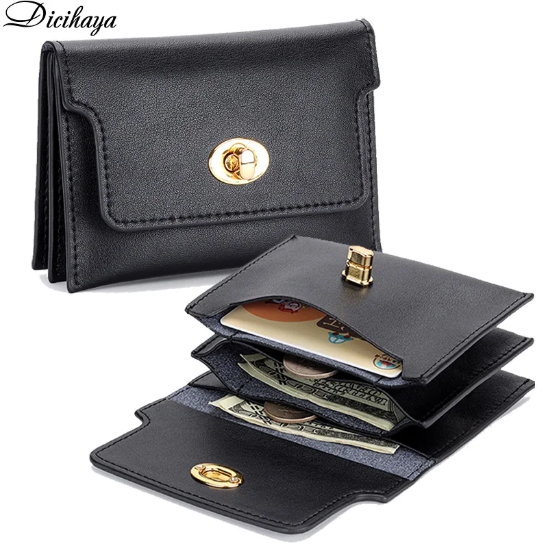 

DICIHAYA NEW Card Holder Women's Genuine Leather Credit Card Holder Small Wallet Money Bag ID Card Case Mini Purse For Women