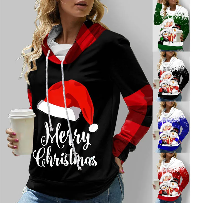 

Christmas Snowman Sweatshirt for Women 2022 Winter Long Sleeve Cute Fashion Hoodie Casual Loose Pullovers Santa Claus Hoodie
