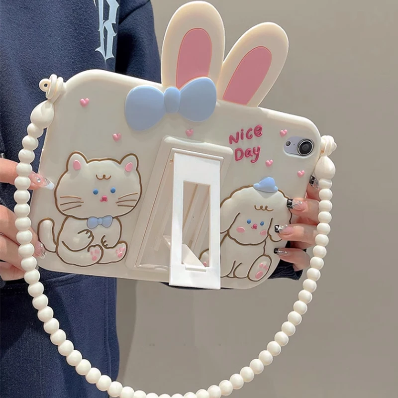

Fashion Cartoon Cat Dog ​Tablet Stand Case For Apple ipad 10.9 5 6 7 8 th 9.7 Pro11 10.2 Air4 5 10.5 Mini 6 12345 Silicone Shell