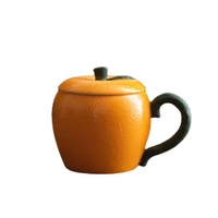 individualized orange office cup home creative ceramic bubble tea cup with lid simple personal mug tea cup ceramic tea cup