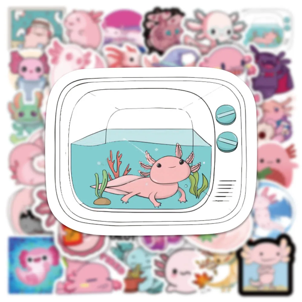 103050pcs cute animal axolotl graffiti stickers aesthetic cartoon decals kids toy diy diary scrapbook phone laptop car sticker free global shipping