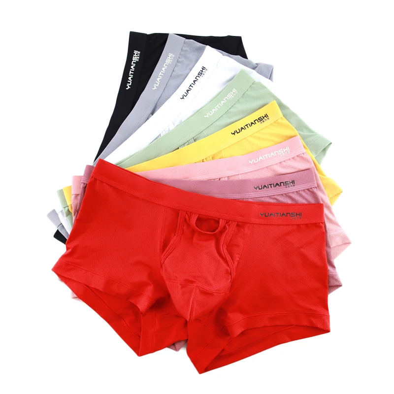 8PCS Men Underwear Nylon Solid Mesh Breathable Mid-waist Boxer U Convex Design Dry Quickly Men's Underwear Japanese Boxer Shorts