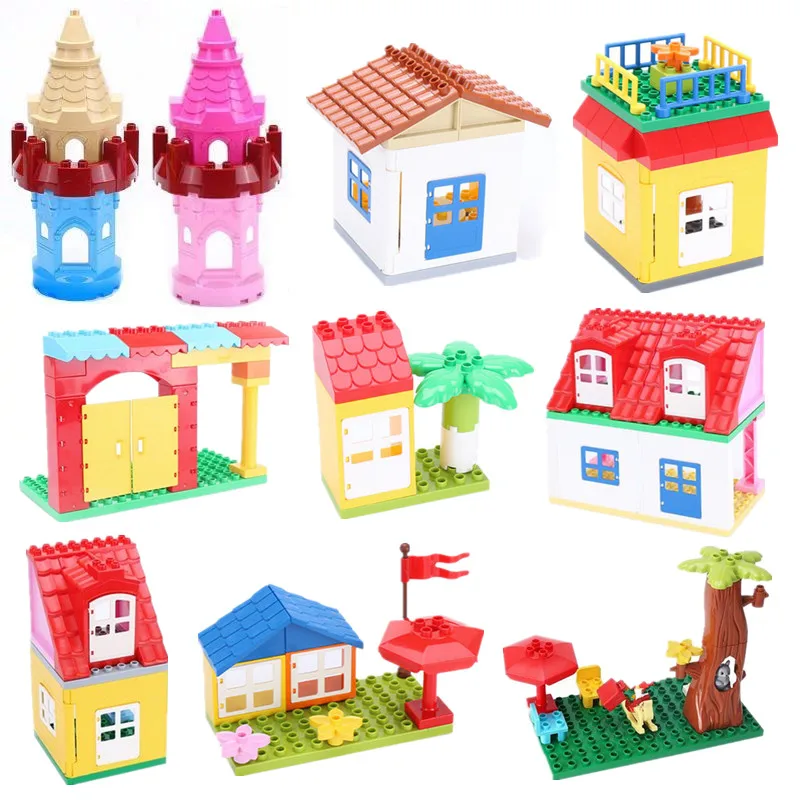 

Большие строительные блоки, дом, Замок принца, городской магазин, вилла, парк, кирпичи, набор деталей, дверь, крыша, совместим с DIY, детские игрушки, подарок