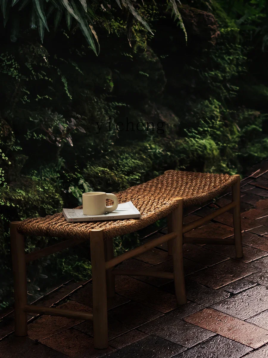 ZK скамейка из твердой древесины Ротанга домашняя длинная обеденный стул I Change Shoes