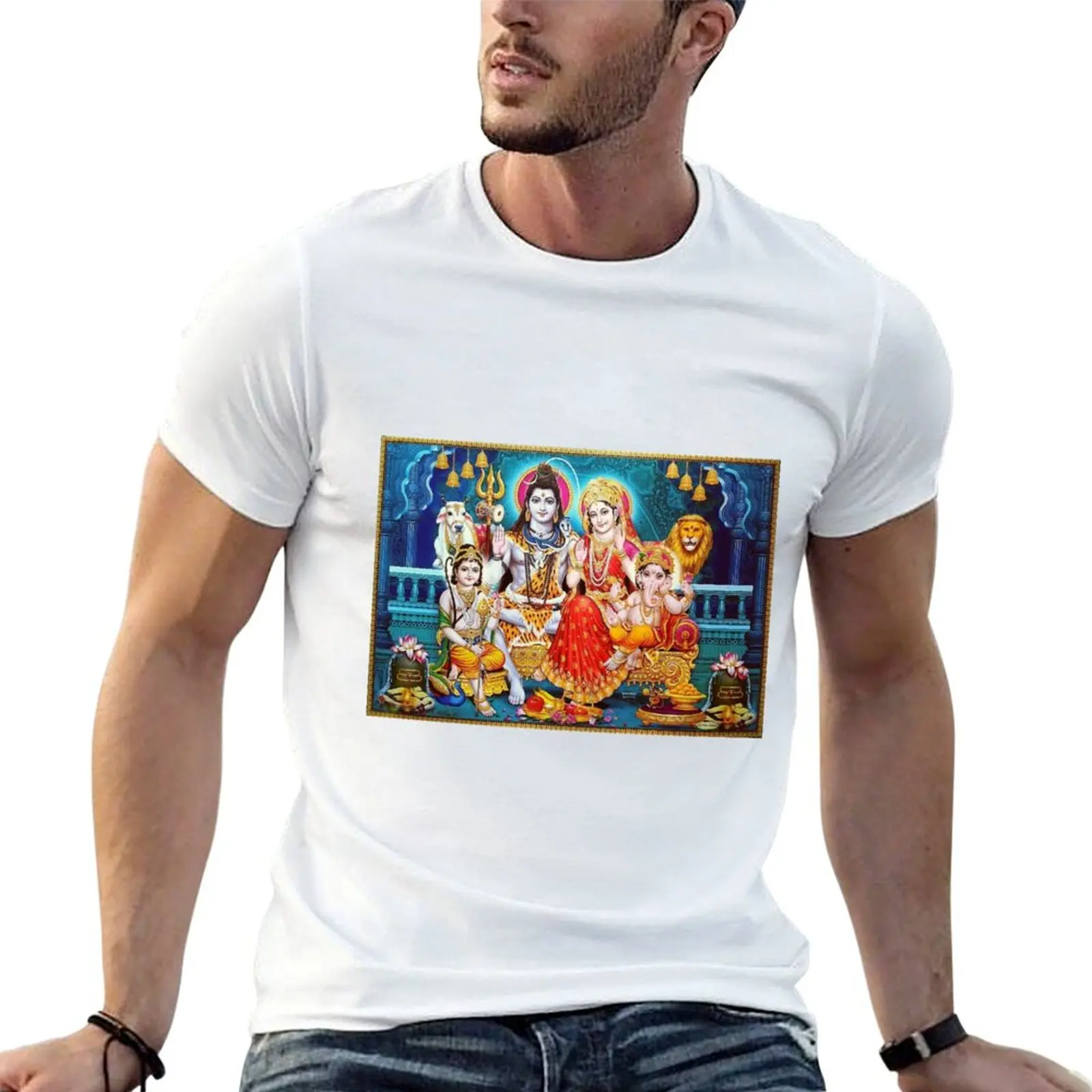 Фото Футболка Om Namah Shivaya, мужские футболки с графическим рисунком, футболки для мужчин, забавная мужская футболка с графическим рисунком, хлопковая футболка №1