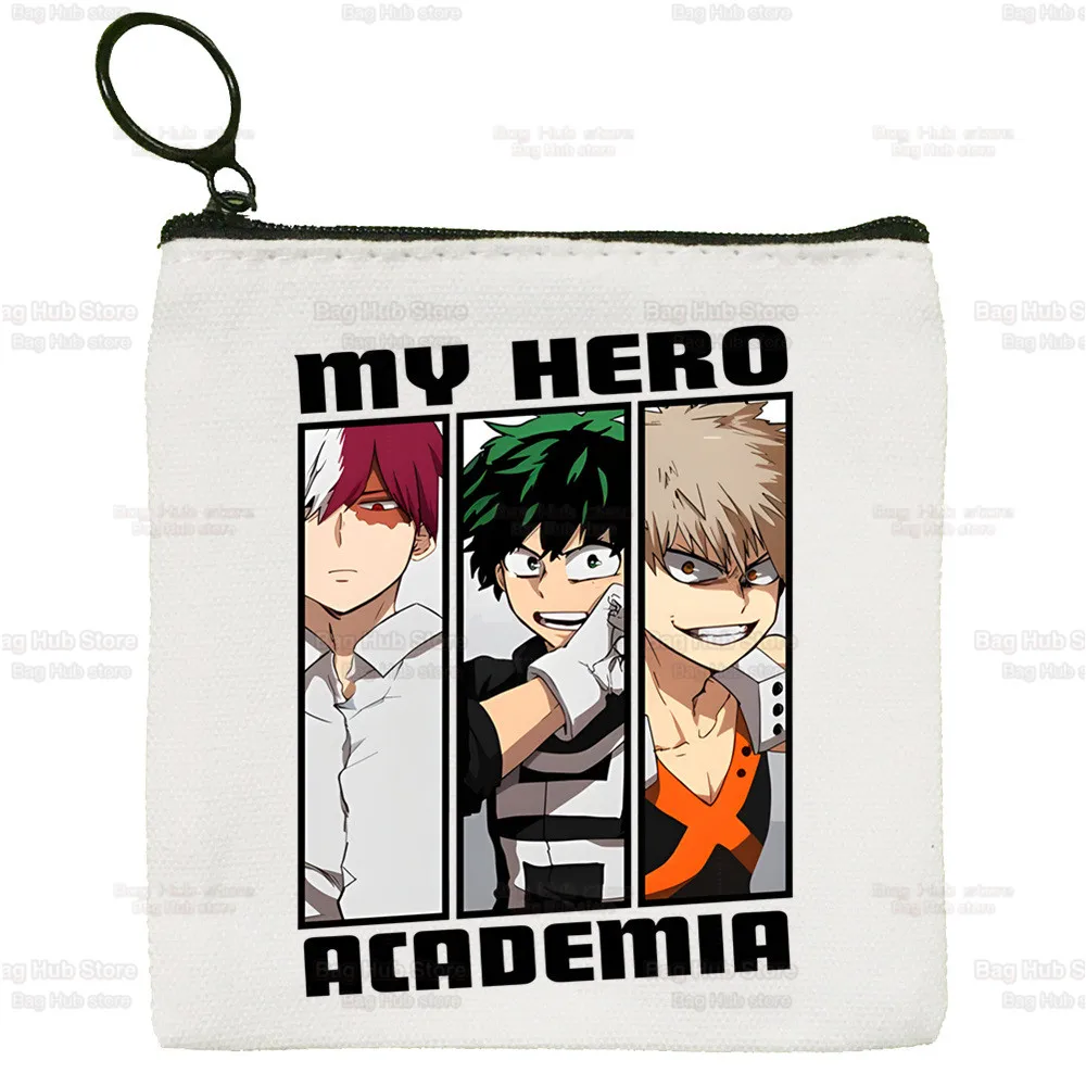 Boku No Hero Anime Cute Mini Coin Purse Canvas Student Wallet  My Hero Academia Bakugou Coin Case Zipper Hand Female Key Case